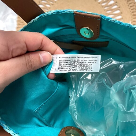 NWT Chico’s Multi Fringe Neutral Turquoise Tote Bag - Picture 8 of 11